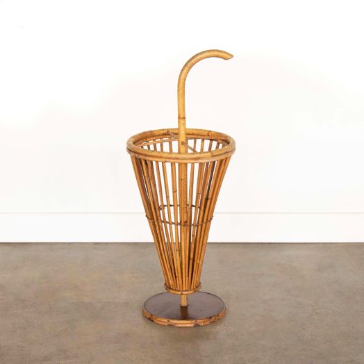 1950s French Rattan Umbrella Stand
