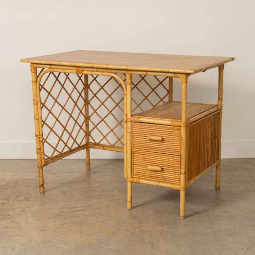 French Rattan Desk by Louis Sognot