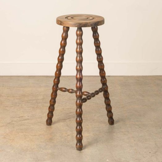 Tall French Wood Tripod Stool