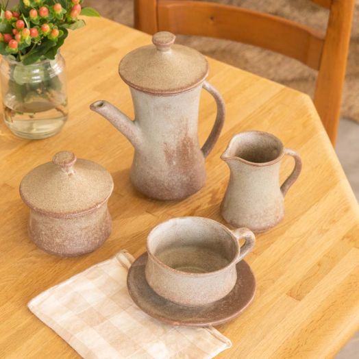 French Stoneware Ceramic Coffee Set