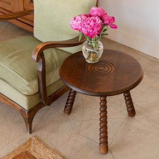 French Carved Wood Tripod Table
