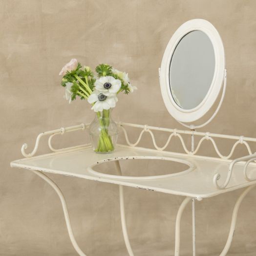 1950s French White Iron Vanity