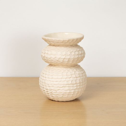 Double Orb Vase, White