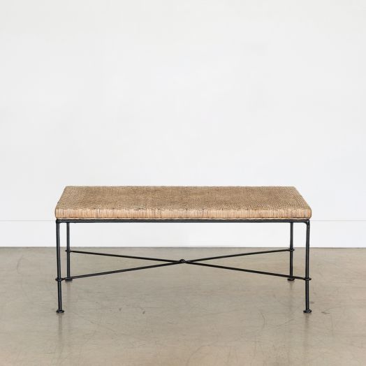 French Woven and Iron Coffee Table