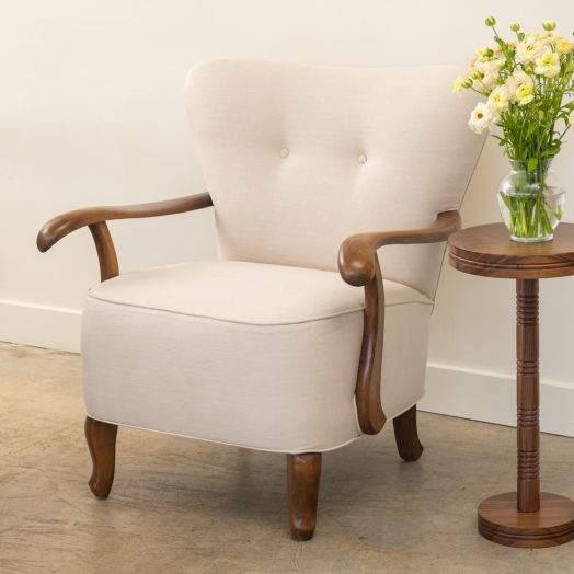 Pair of 1930's French Linen Armchairs