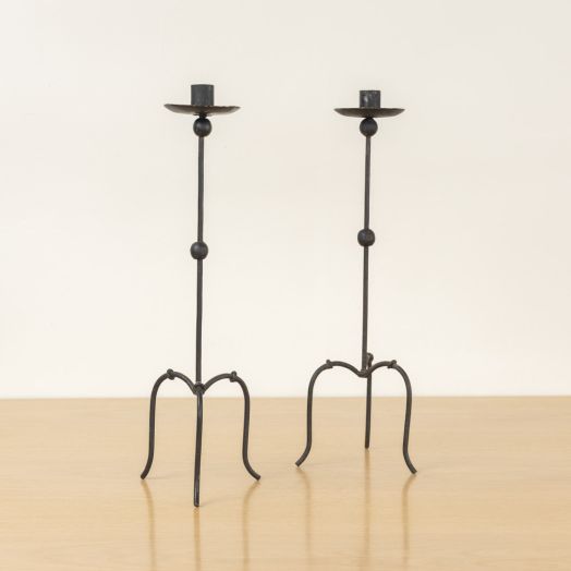 Pair of French Iron Candlesticks - ON HOLD
