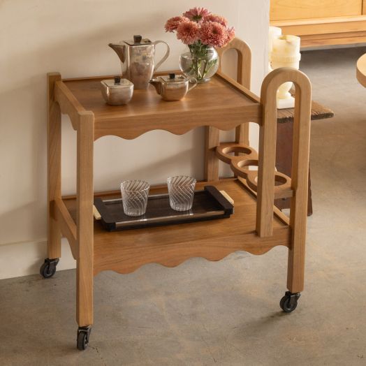 Panoplie Scalloped Bar Cart, Walnut