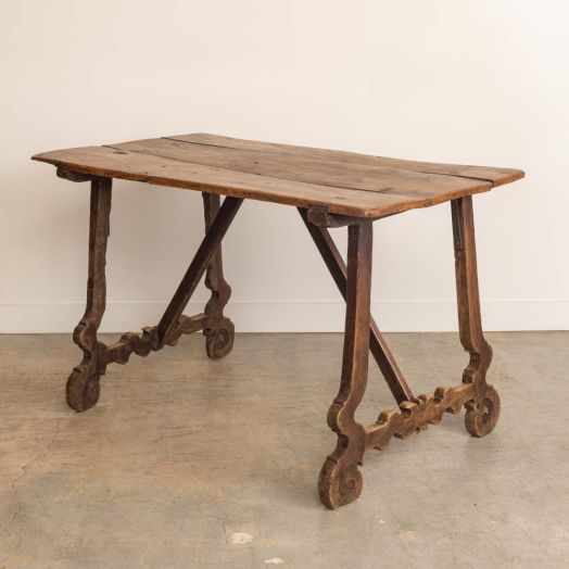 19th Century Spanish Wood Trestle Table