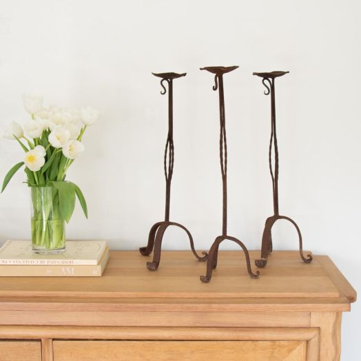 Tall French Iron Candlestick