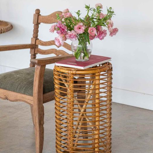 Italian Rattan Stool by Tito Agnoli
