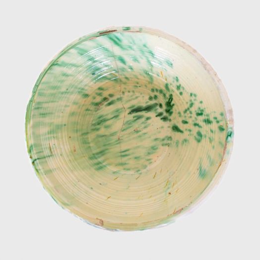 19th c. Large Spanish Green and White Lebrillo Bowl