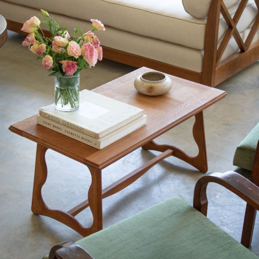 French Oak Coffee Table by Guillerme et Chambron