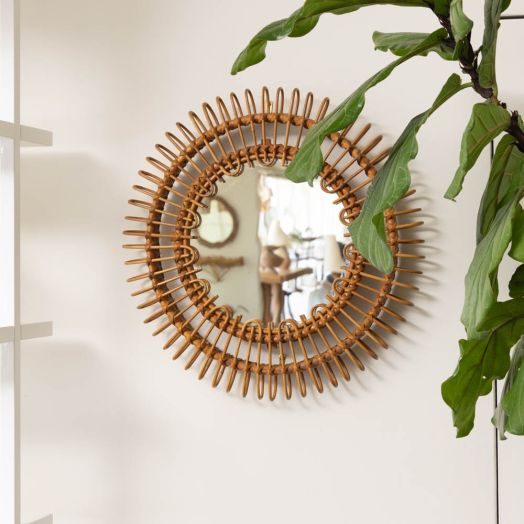 Italian Circular Rattan Mirror