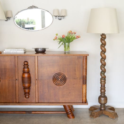 French Twisted Wood Floor Lamp